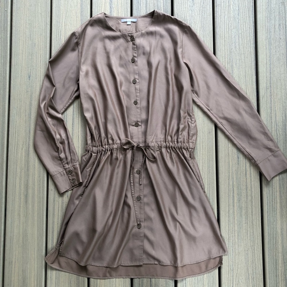 Uniqlo Medium Brown Long Sleeve Button Front Dress Size M - Picture 4 of 10